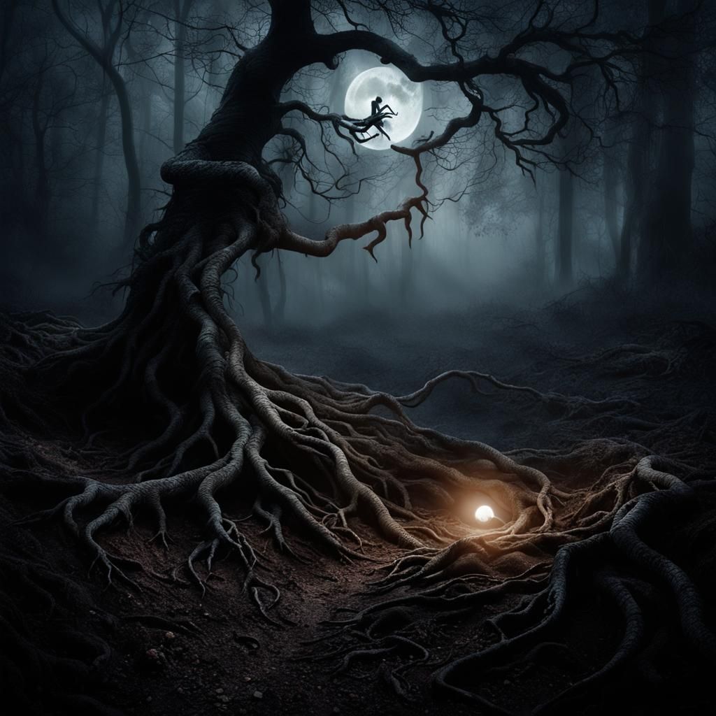 Eerie Scaly Hand Emerges from Misty Forest Pit