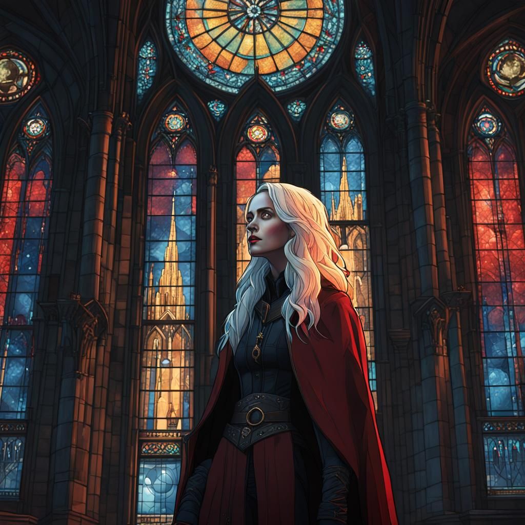 Vampire in Gothic Cathedral: Fantasy Concept Art