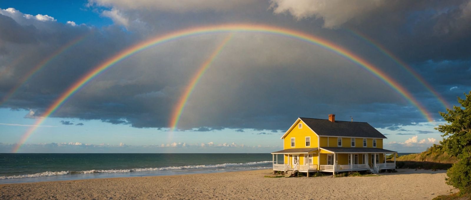 Beach House Under Rainbow: Professional Photography