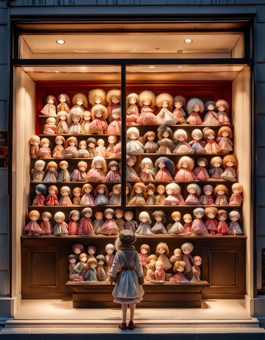 Ornate Manga Dolls in Window Display
