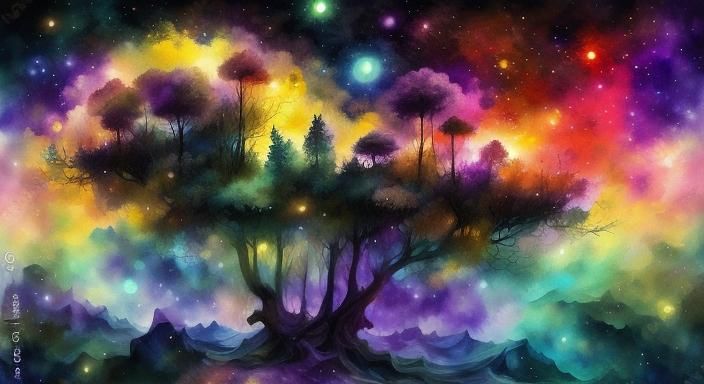 Ethereal Figure in Starry Surreal Dreamscape