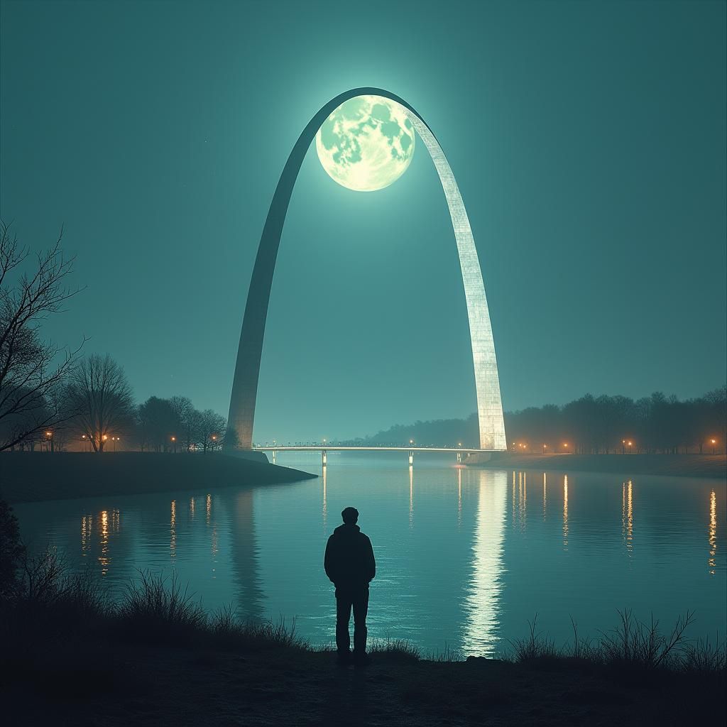 St Louis Arch in Moonlight: Digital Concept Art