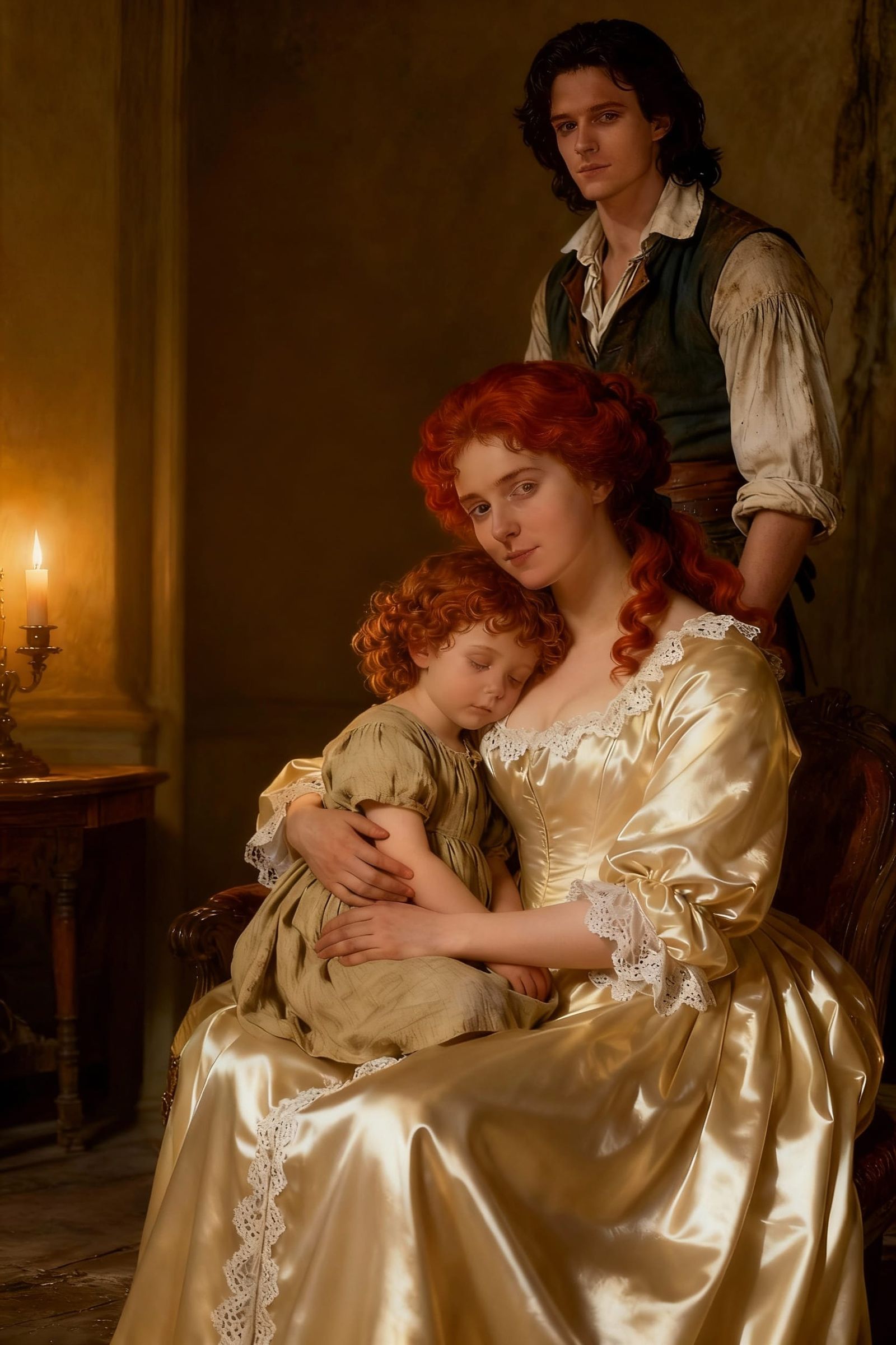 Family Portrait: Man Behind Woman and Child