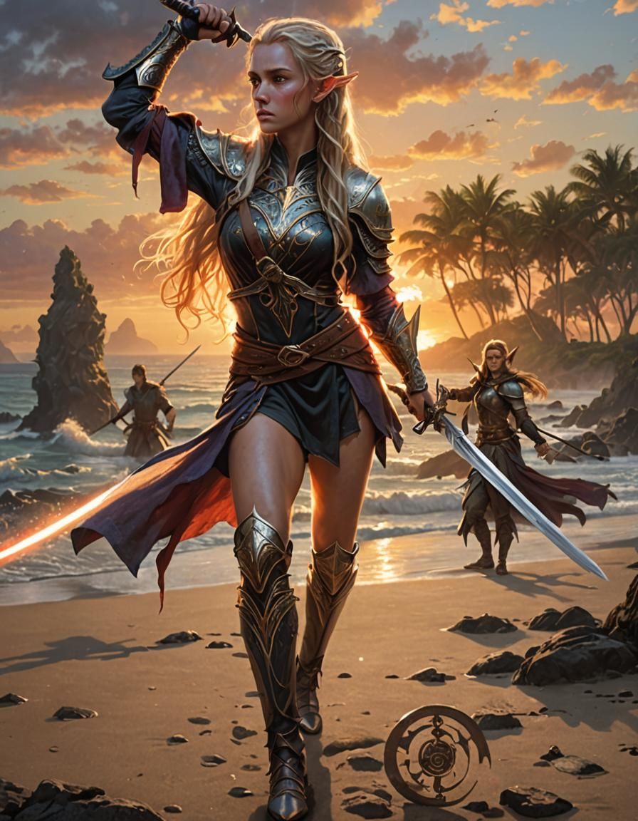 Elves Duel at Sunset