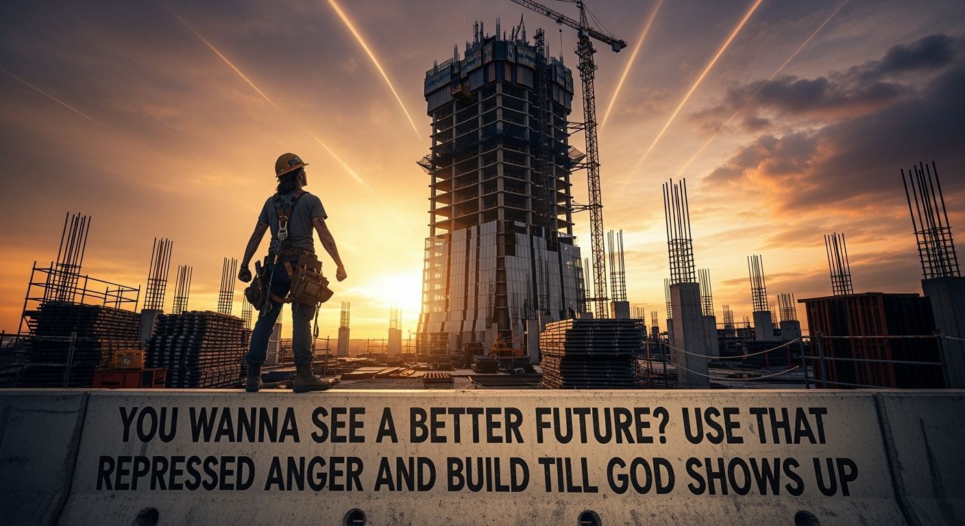 Towering Silhouette: Construction Hope at Sunset