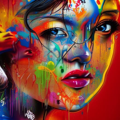 Colorful A.I. Graffiti Art with Melting Effect
