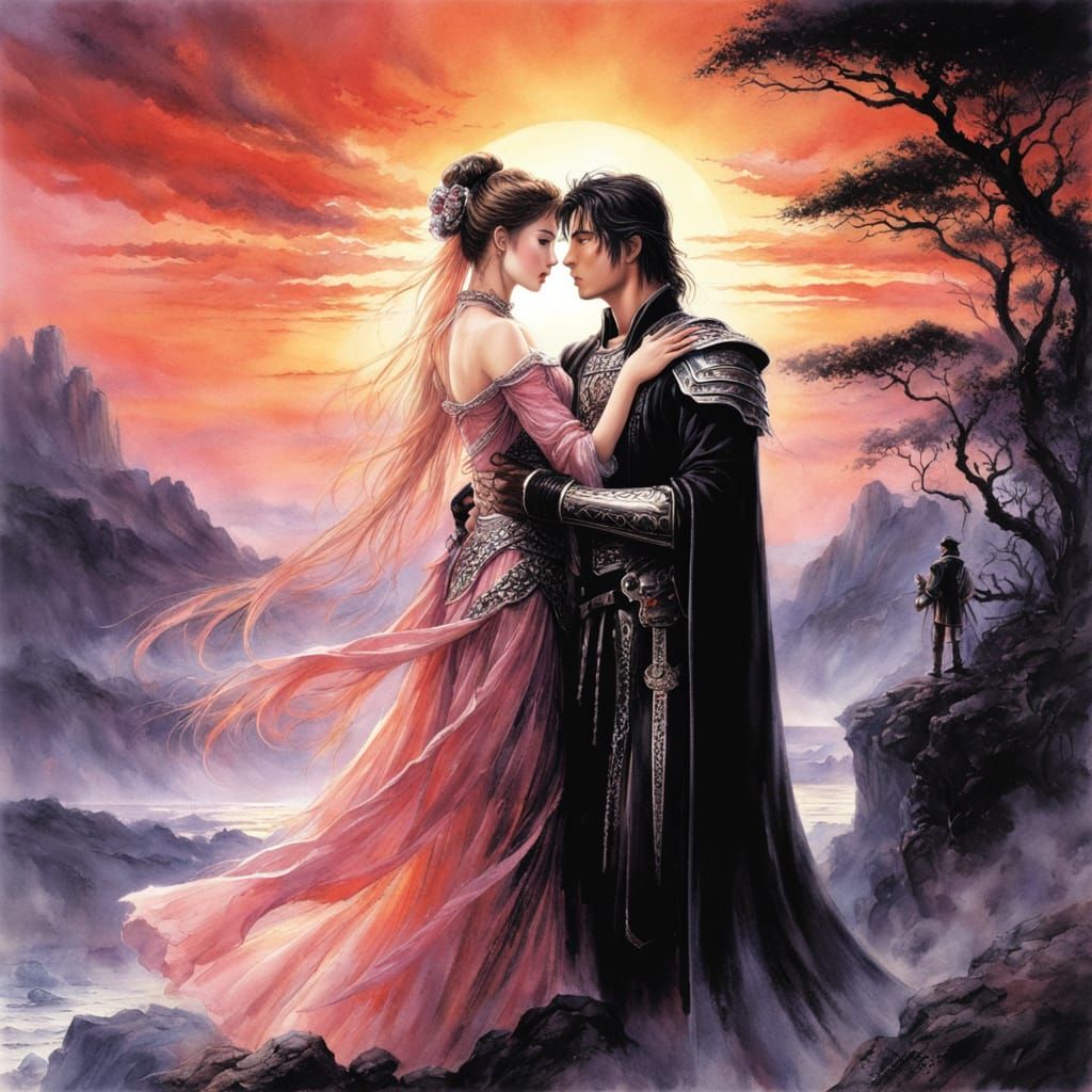 Romantic Rescue in Painterly Watercolor Style