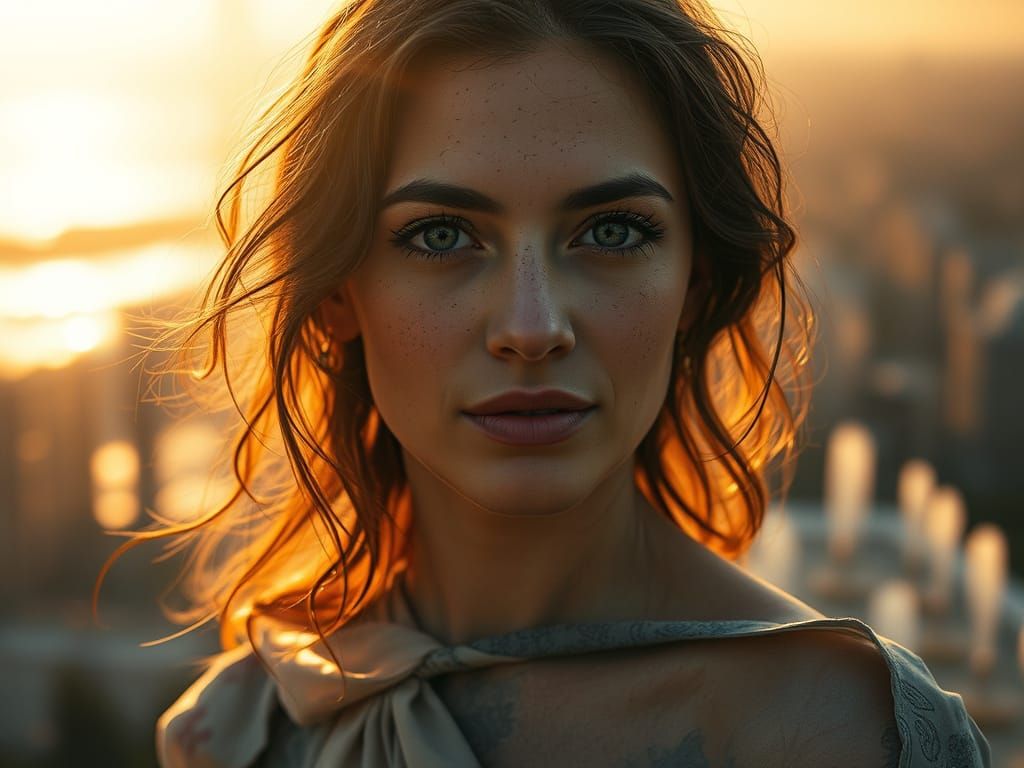 Golden Light Woman in City of Dreams