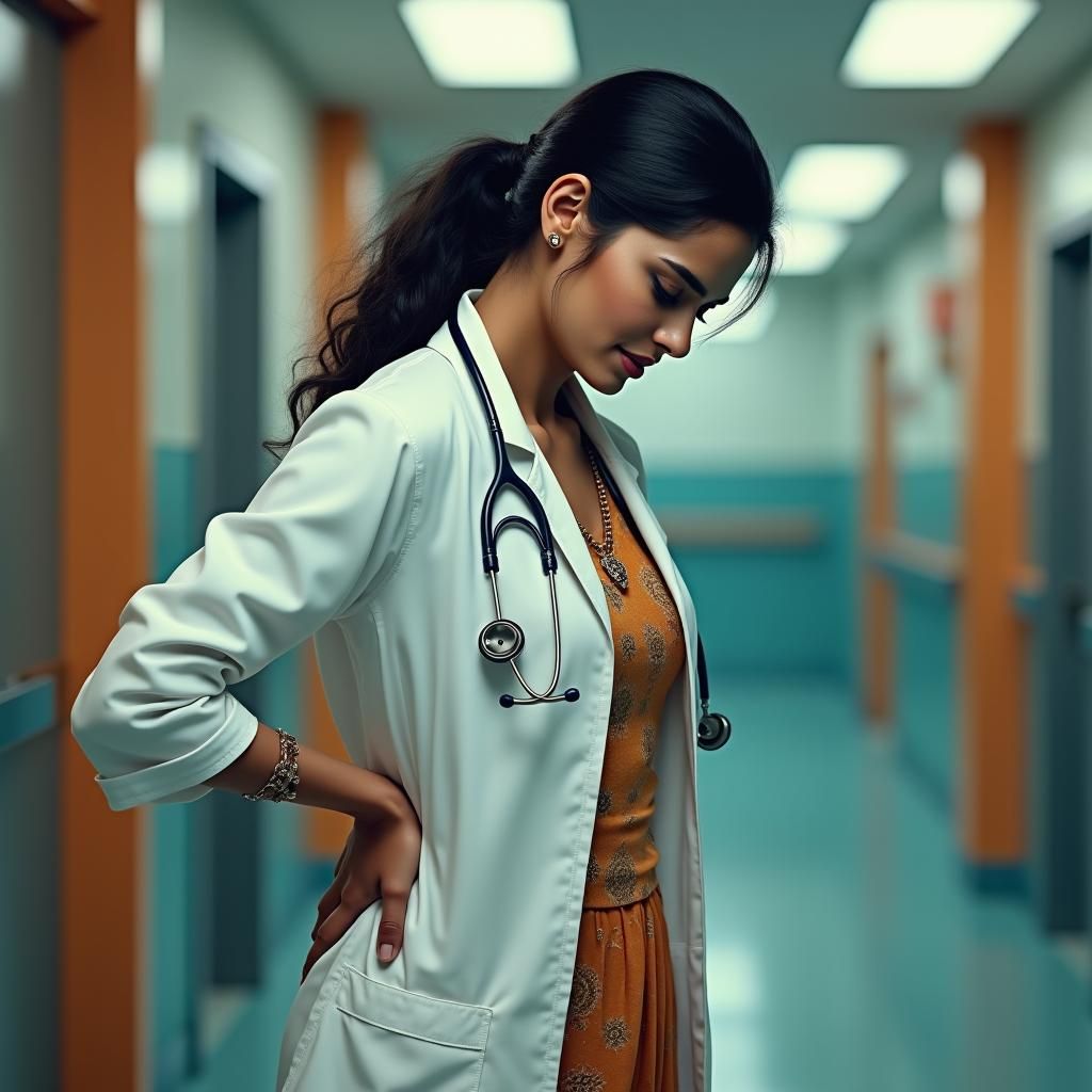 Indian Doctor with Back Pain: Digital Art