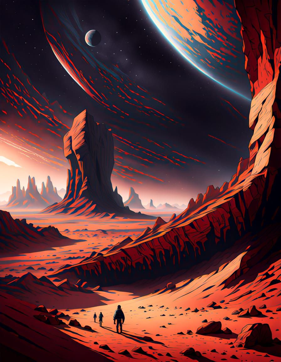 Colossal Scar on Desolate Red Planet Concept Art
