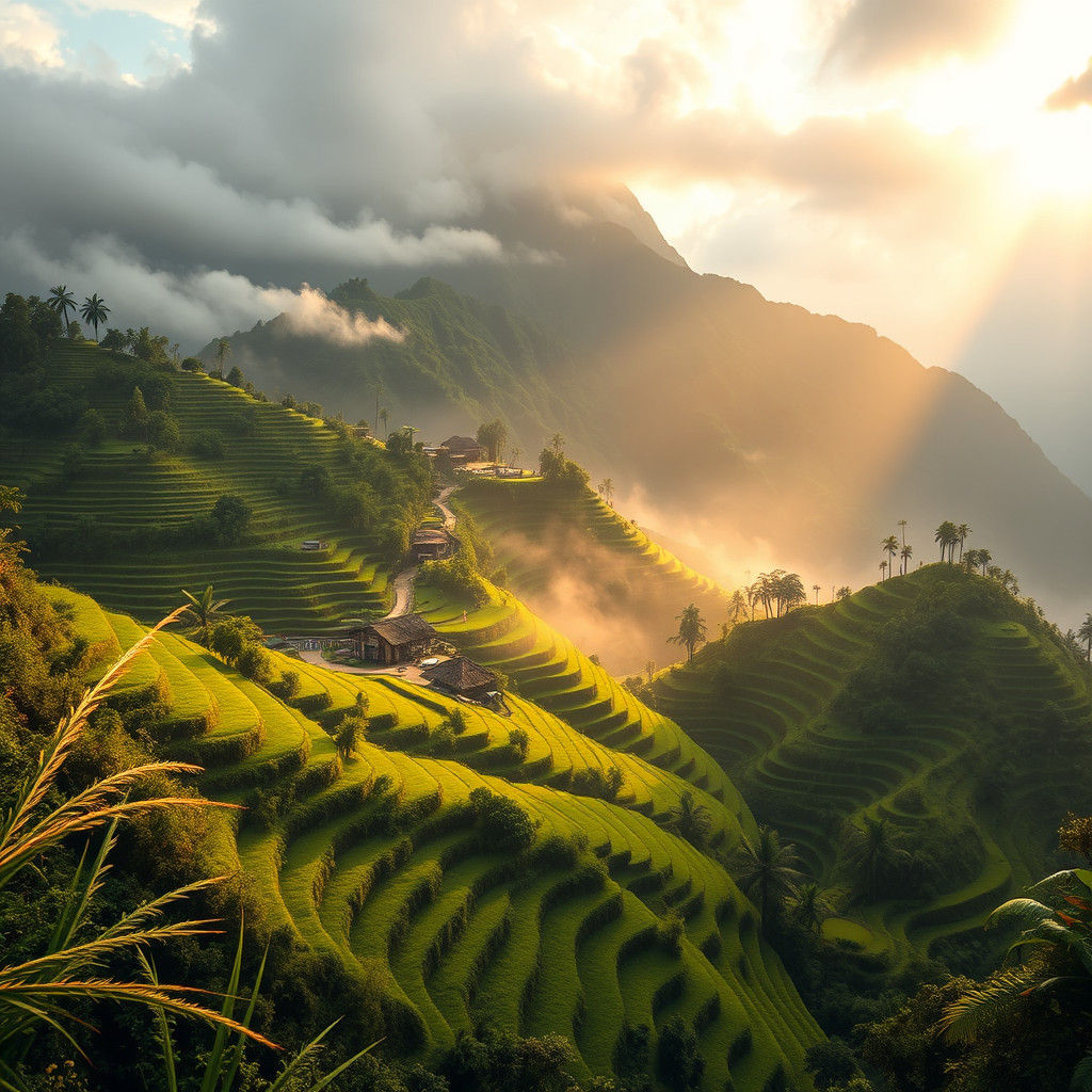 Misty Dawn Over Banaue Rice Terraces