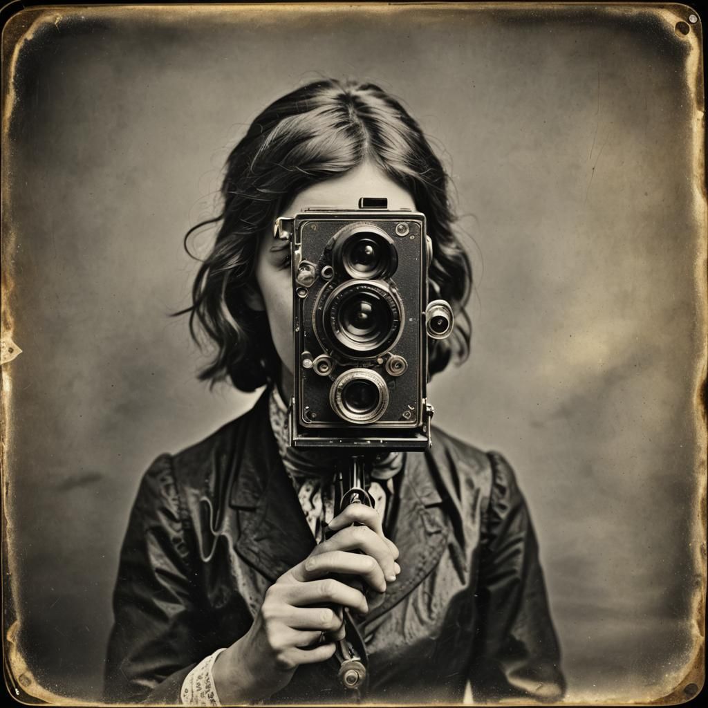 Vintage Wet Plate Camera Portrait
