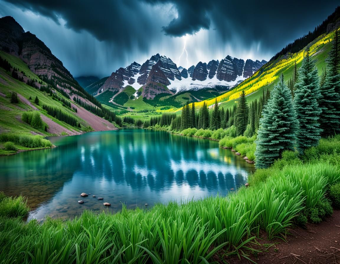 Maroon Bells in Mythological Art Style