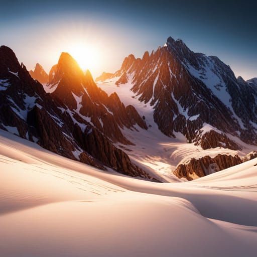 Winter Mountain Landscape in Detailed Matte Painting