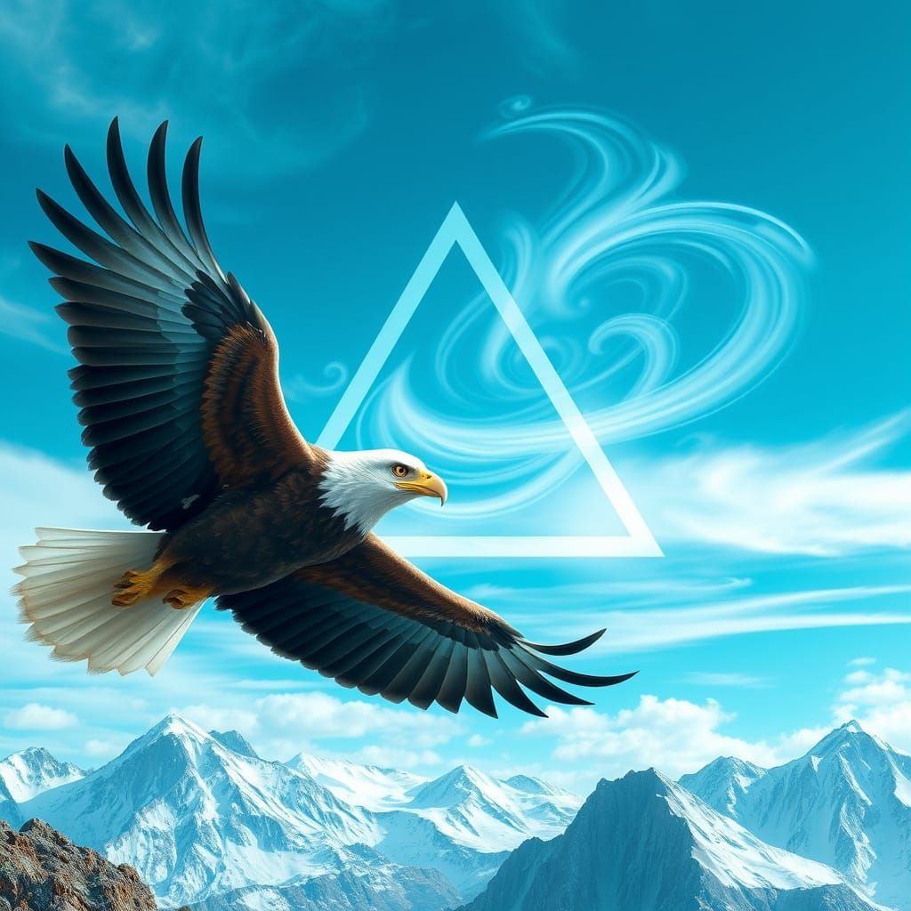 Air Element with Eagle in Turquoise Sky