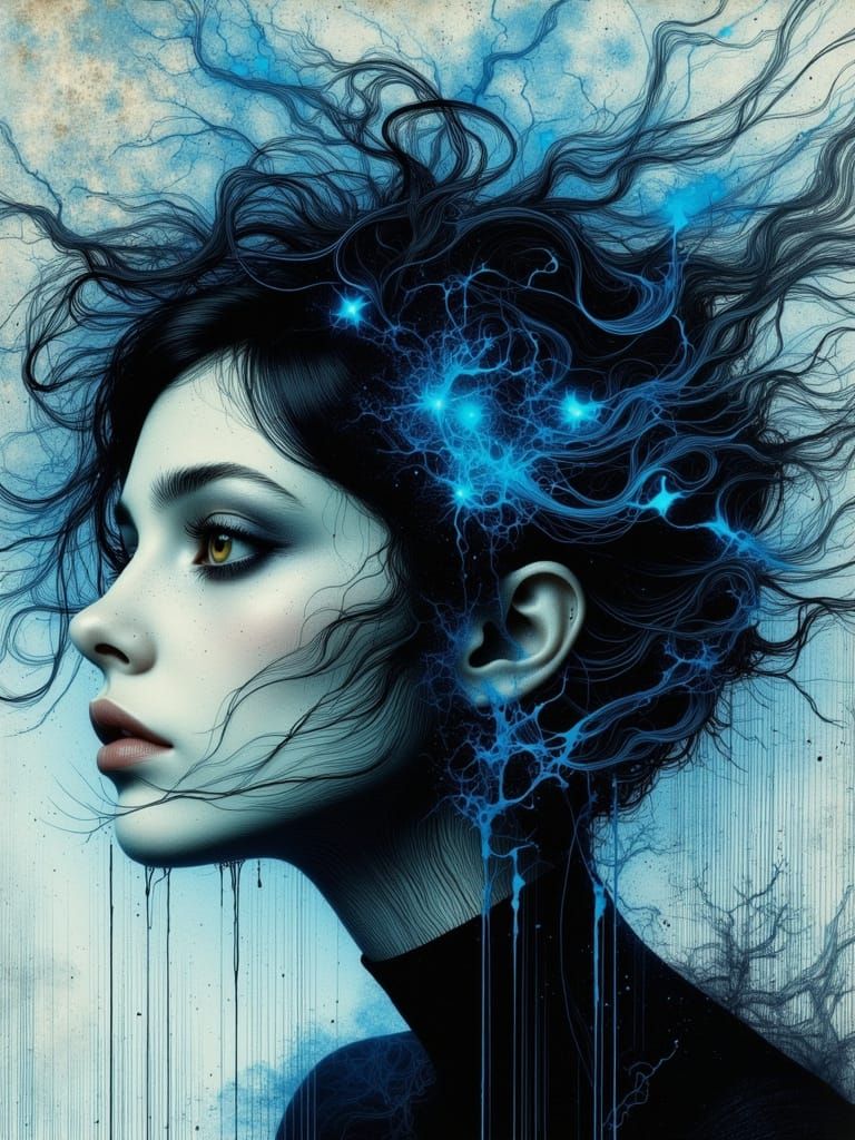 Surreal Gothic Portrait of a Melancholic Woman