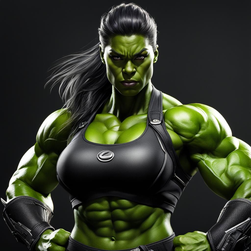 Hulkette: Super Muscular Female Hulk Splash Art