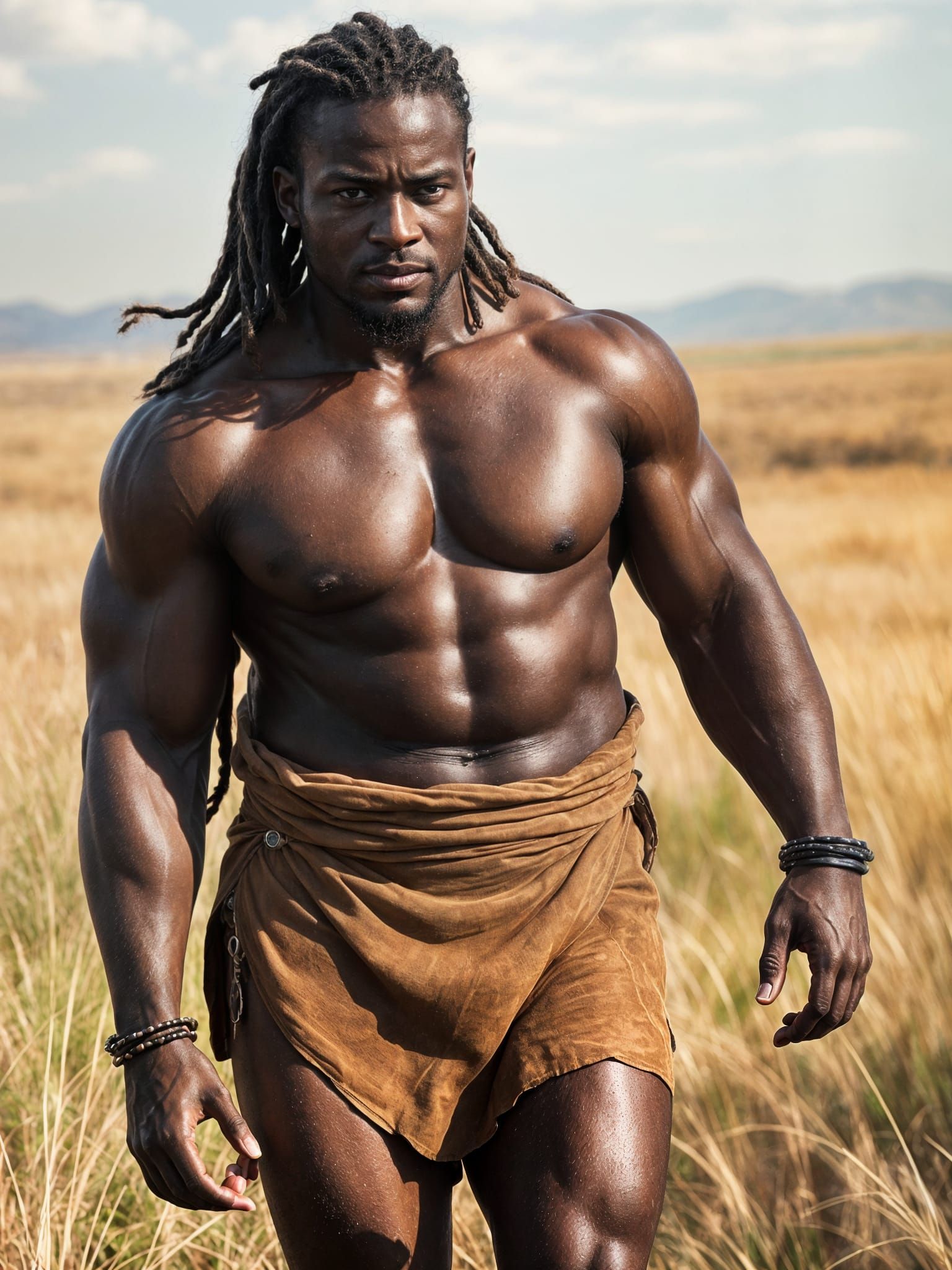 African Warrior in Full Battle Rhythm