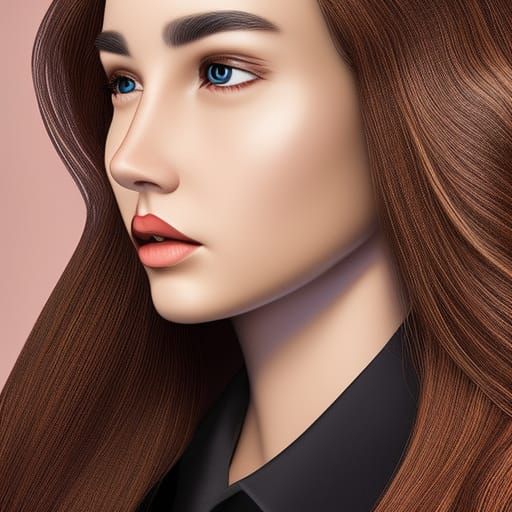 Beautiful Woman Portrait with Airbrushing and 3D Shading