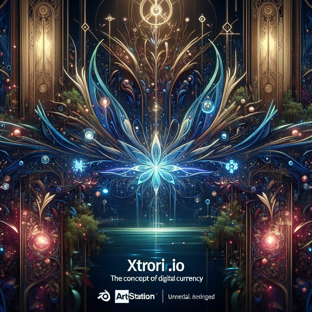 Xterio.io Digital Currency Poster in 2D Art Style