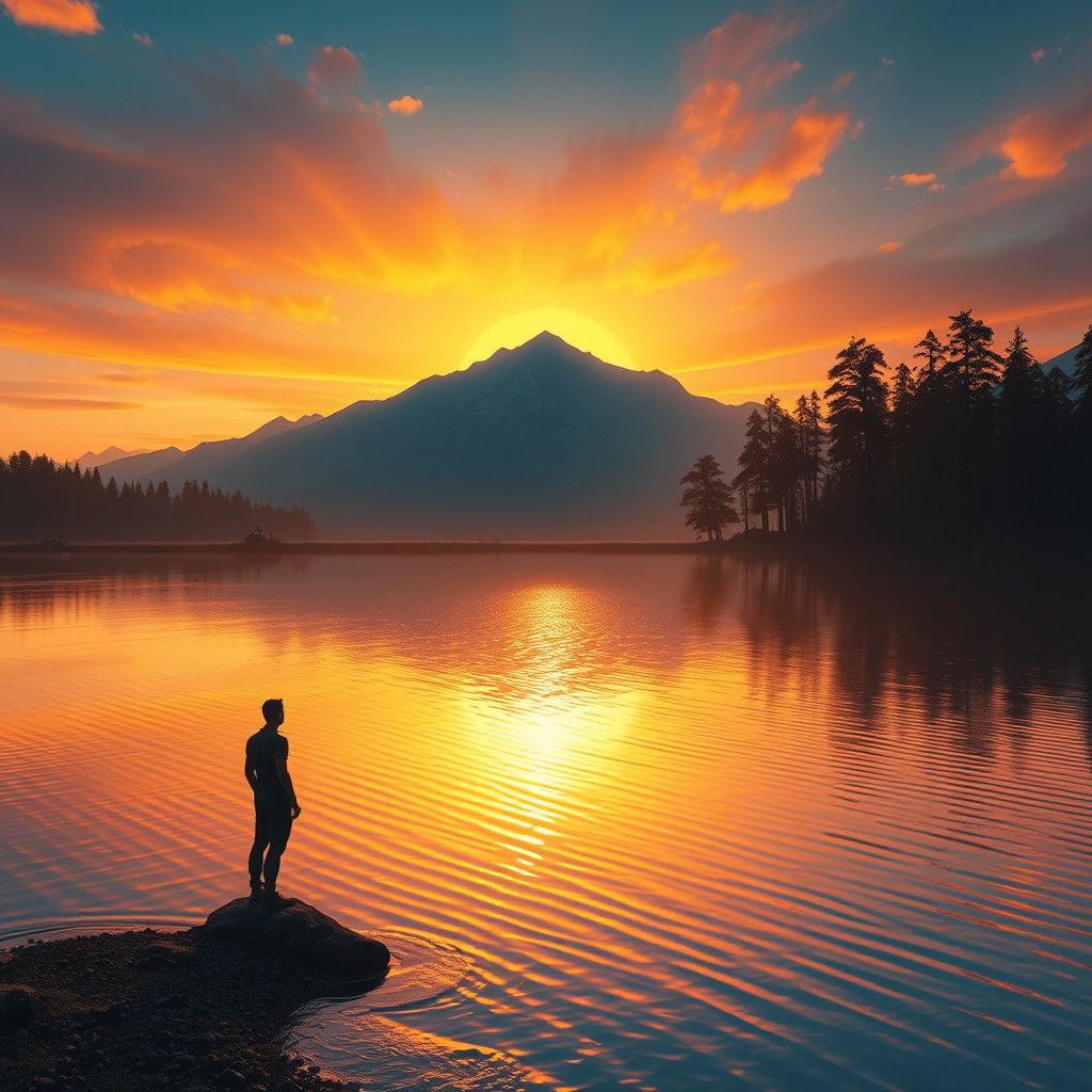 Sunset Reflection: Dreamlike Concept Art in 8k