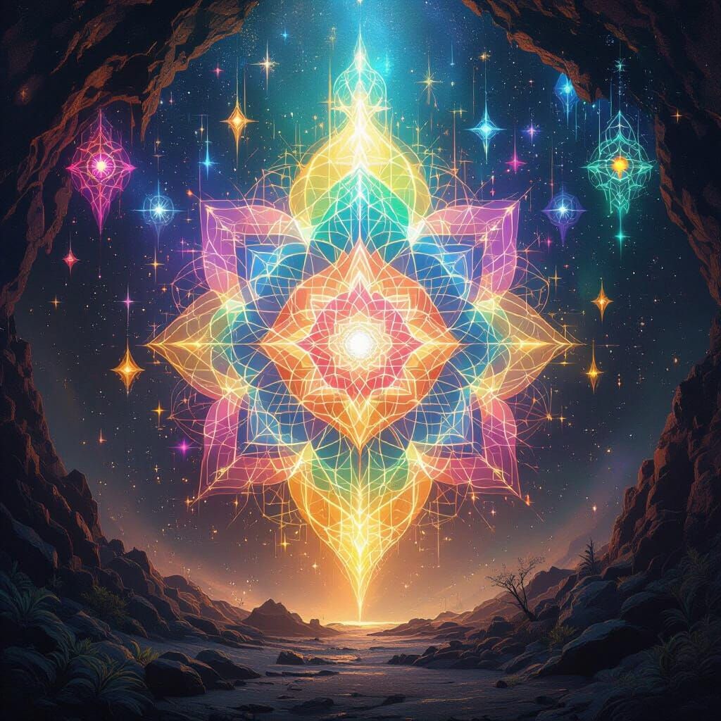 Iridescent Sacred Geometry in a Celestial Mosaic