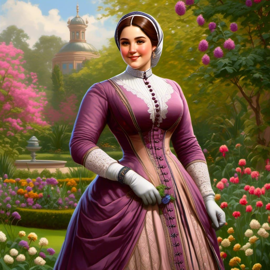 Victorian Lady with Hijab in Botanic Garden