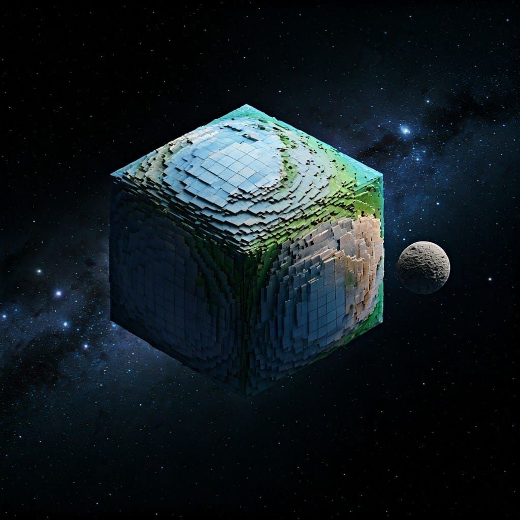 Surreal Geometric Earth in Hyperrealistic Style
