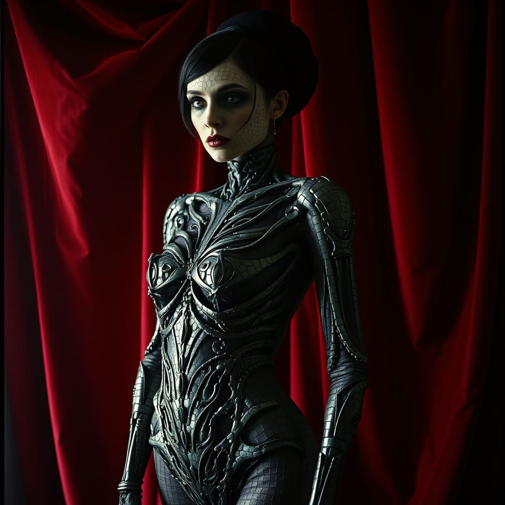 Gothic Woman in Mosaic Exoskeleton, Dark Romance