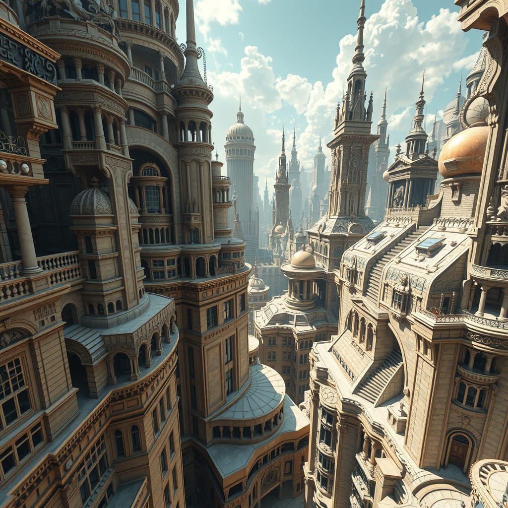 Surreal 3D Mandelbulb Kaleidoscope Cityscape