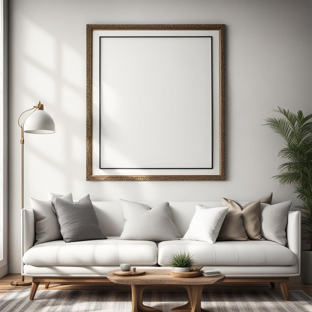 Elegant Boho Living Room with Poster Frame