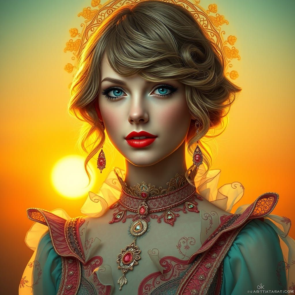 Ethereal Portrait of Taylor Swift in Baroque Attire