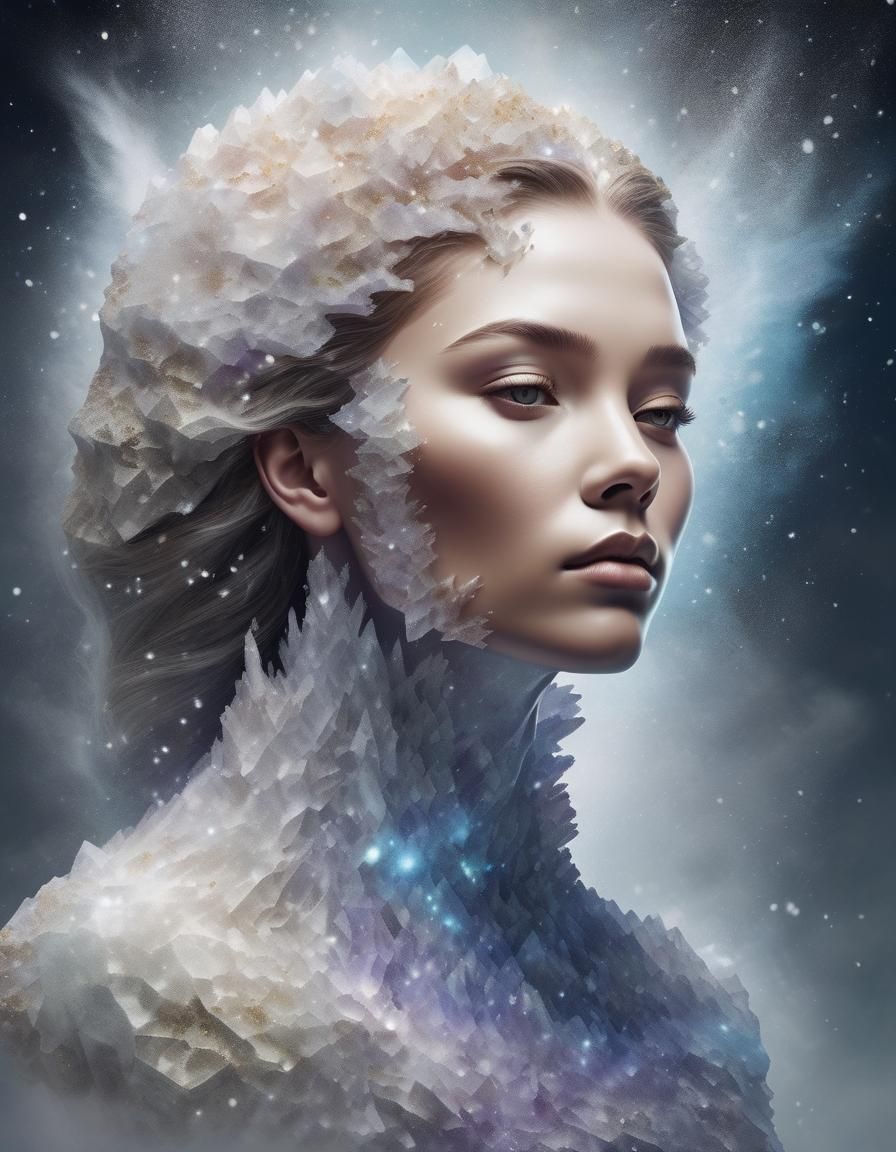 Quartz Woman Emerging from Geode