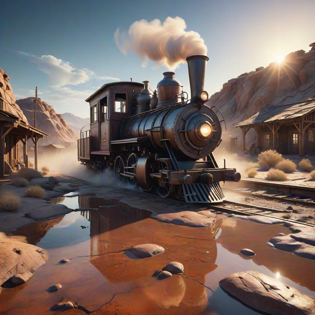Dreamlike Water Engine Descends Upon a Forgotten Western Tow...
