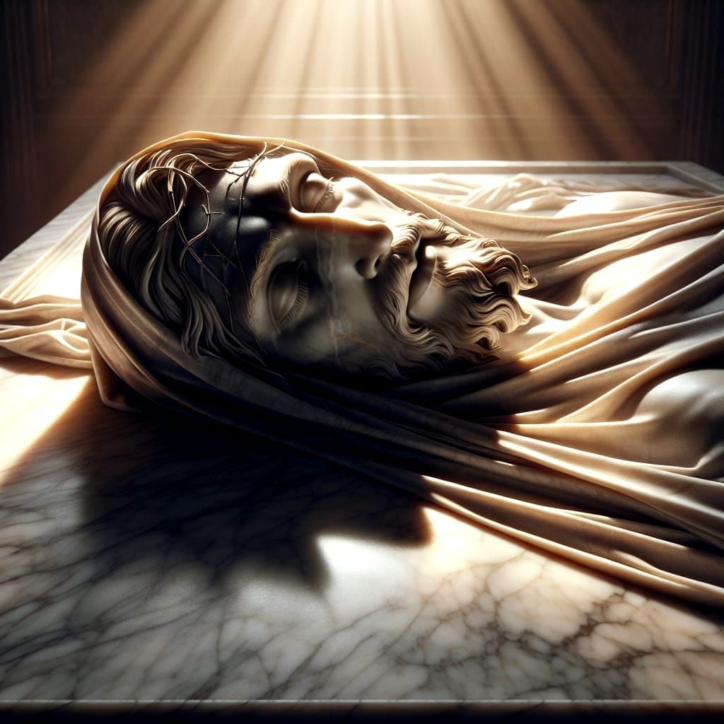 Ethereal Hyperrealistic Depiction of Veiled Christ in Candle...