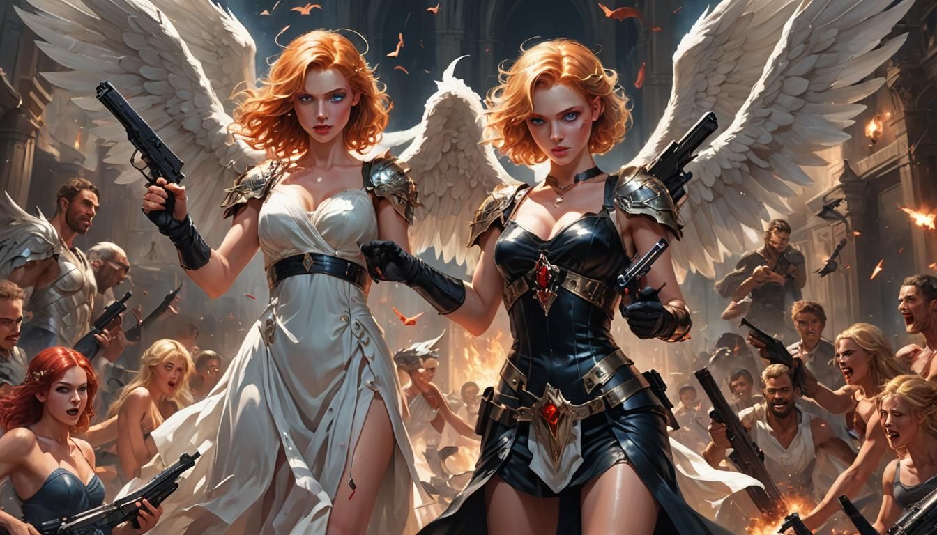 Angelic Warrior and Devil in Hyperdetailed Resolution