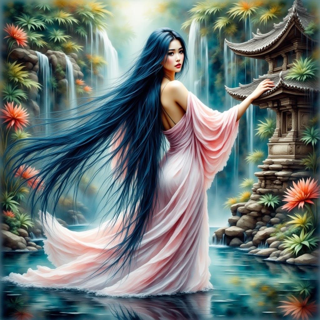 Exotic Watercolour Princess in Jungle Paradise