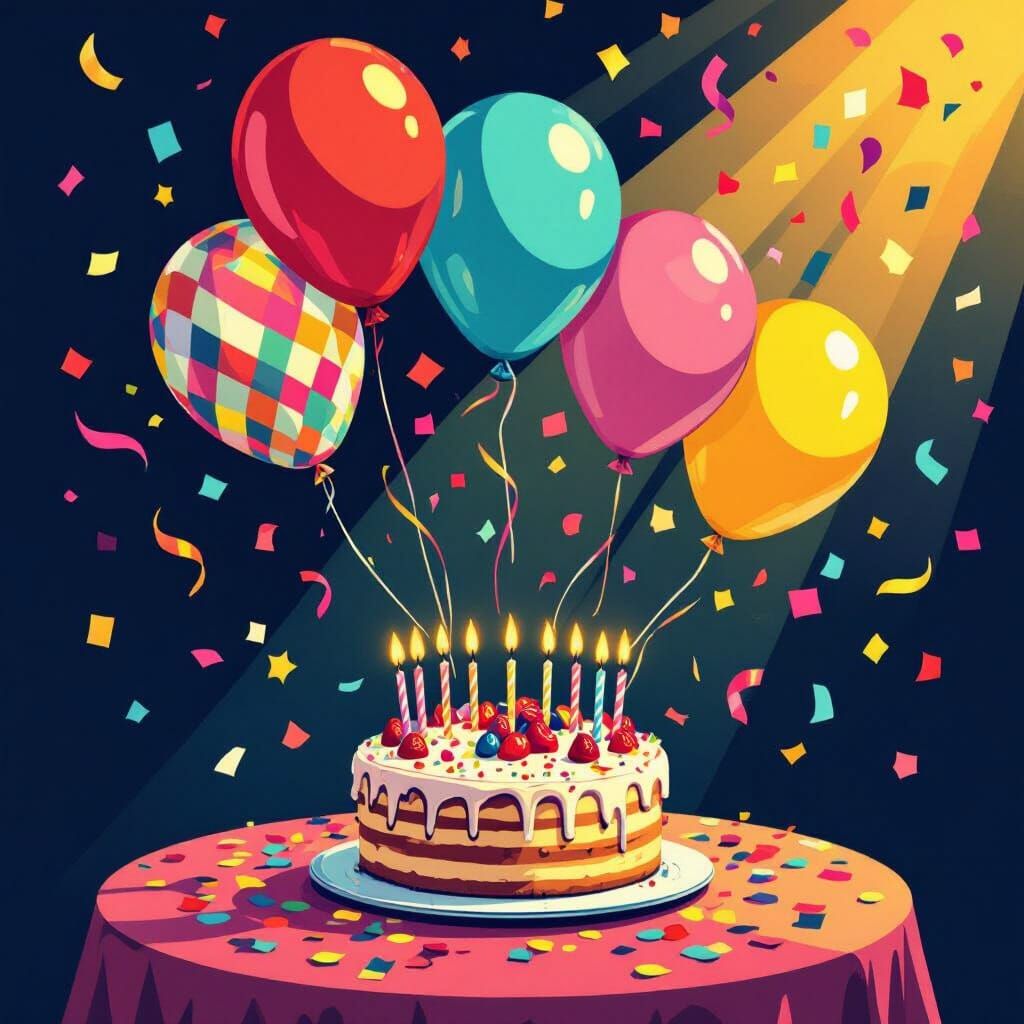 Vibrant Birthday Celebration in Pop Art Style