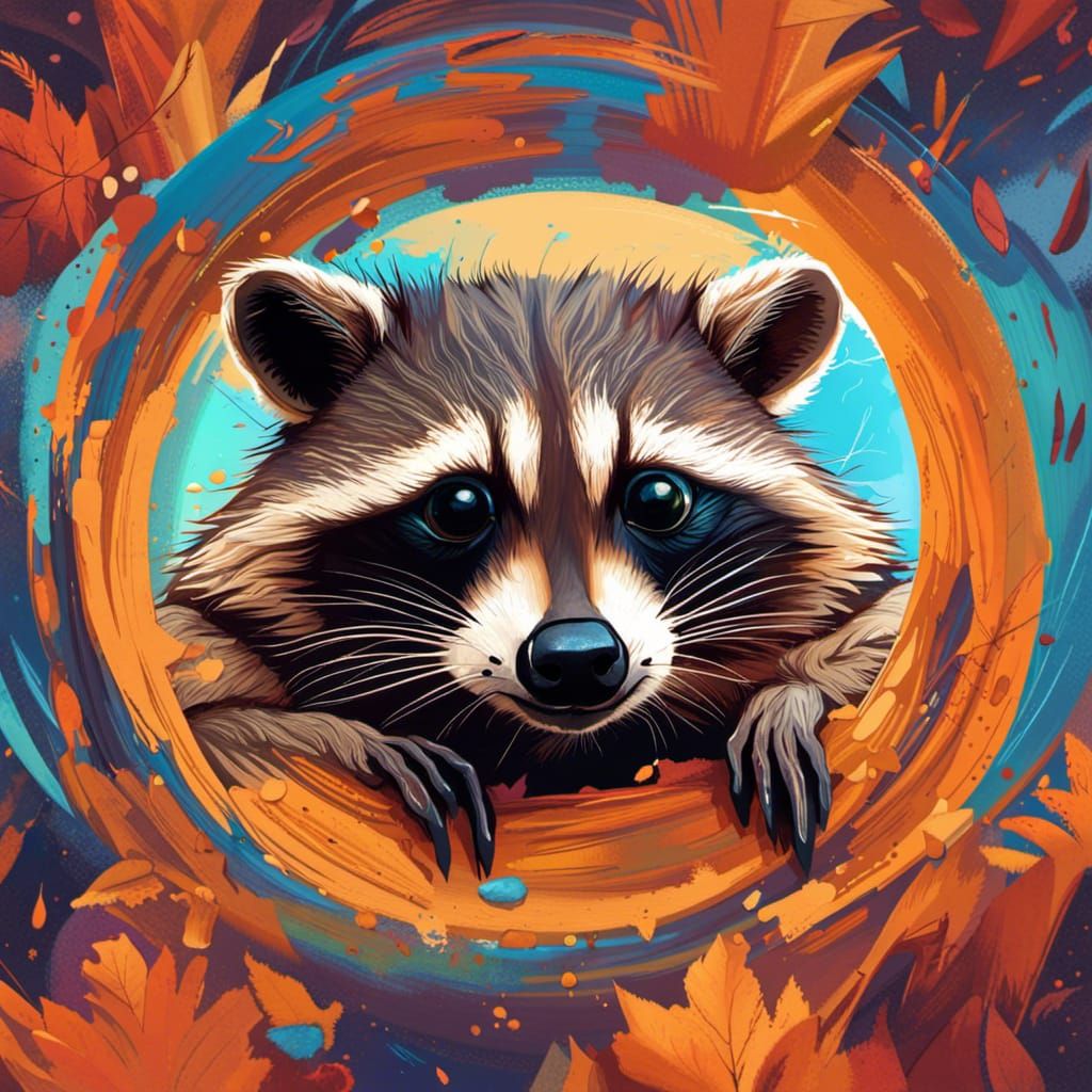 Hyperrealistic Raccoon Peering Over Earth