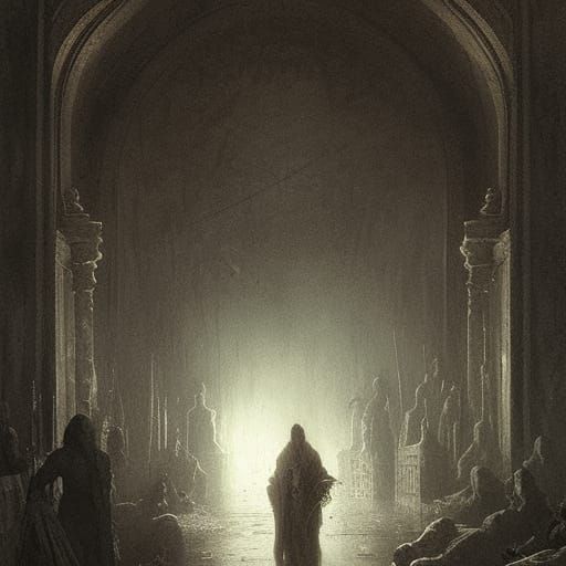 Bloody Horror Scene as Dark Engraving