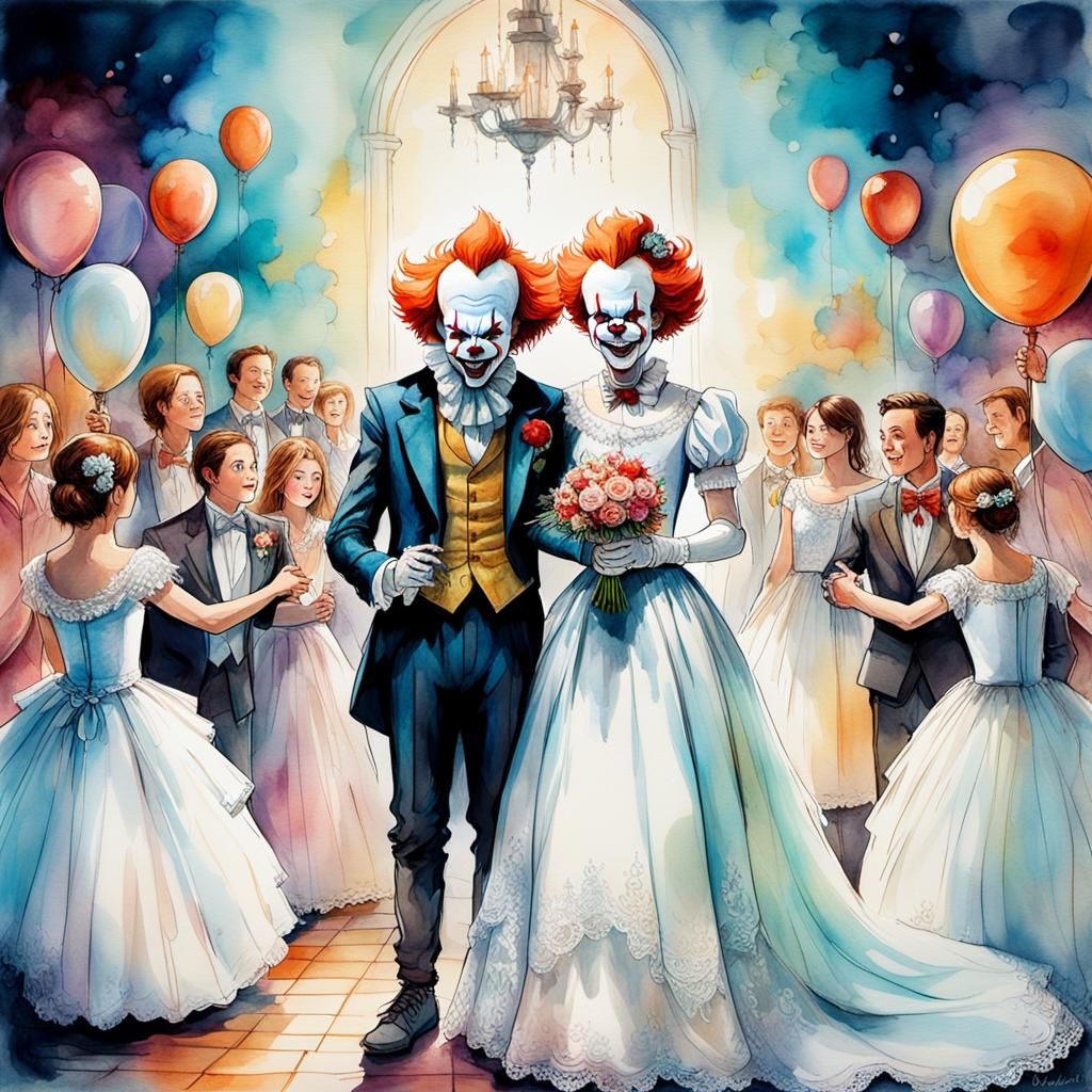 Pennywise Crashes a Wedding: Fantasy Art in Watercolor