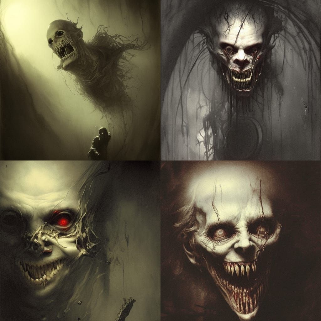 Mad Psychopathic Smile in Horror Art Style