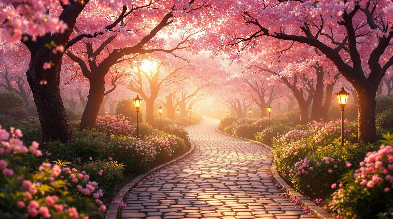 Hidden Passage in Cherry Blossom Park: Ghibli-Style