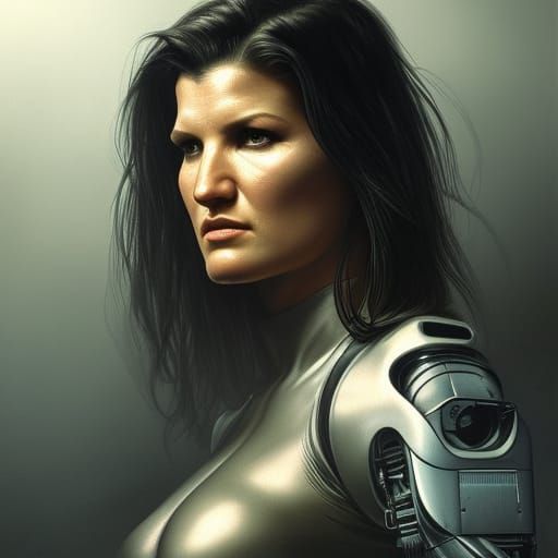 Cyborg Portrait in Dark Future Heavy Metal Style