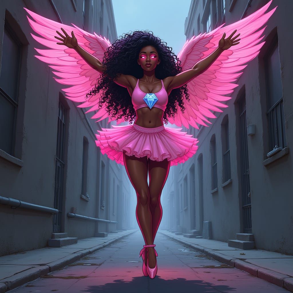 Surreal African Ballerina Triumphs in Vibrant Pink, Defeatin...