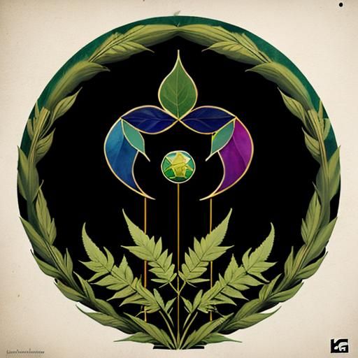 Hemp Leaf Logo in Art Deco Style