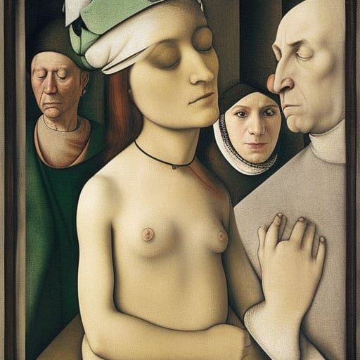 Contemplative Figure in Colorful, Timeless Art Style