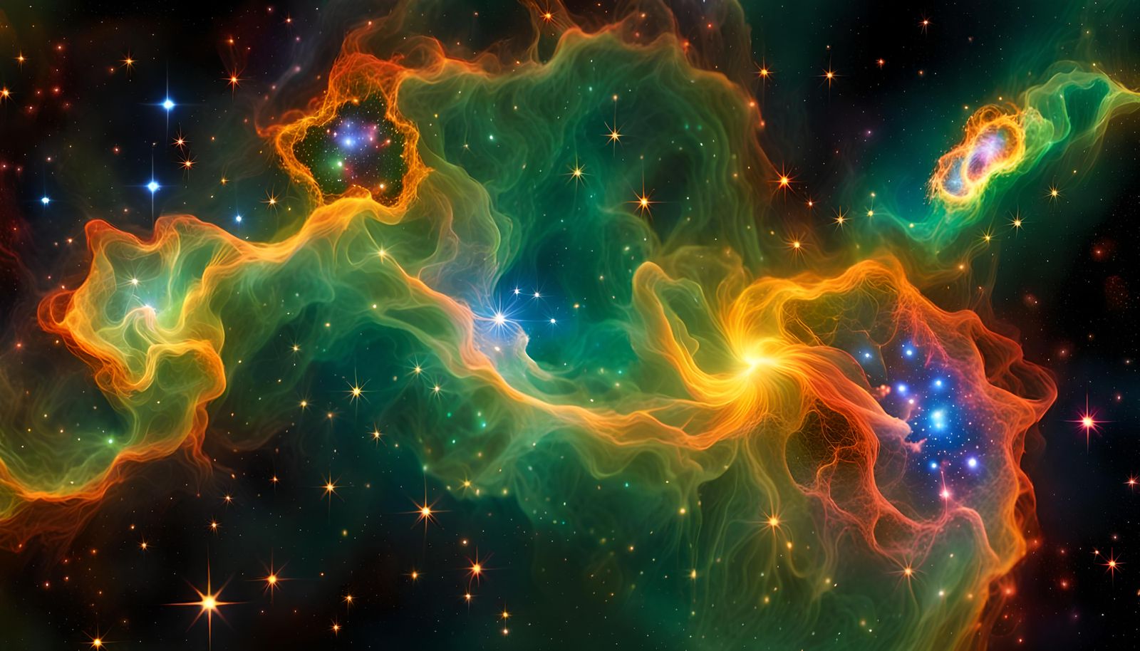 Iridescent Dragon Nebula of Binary Star-Systems