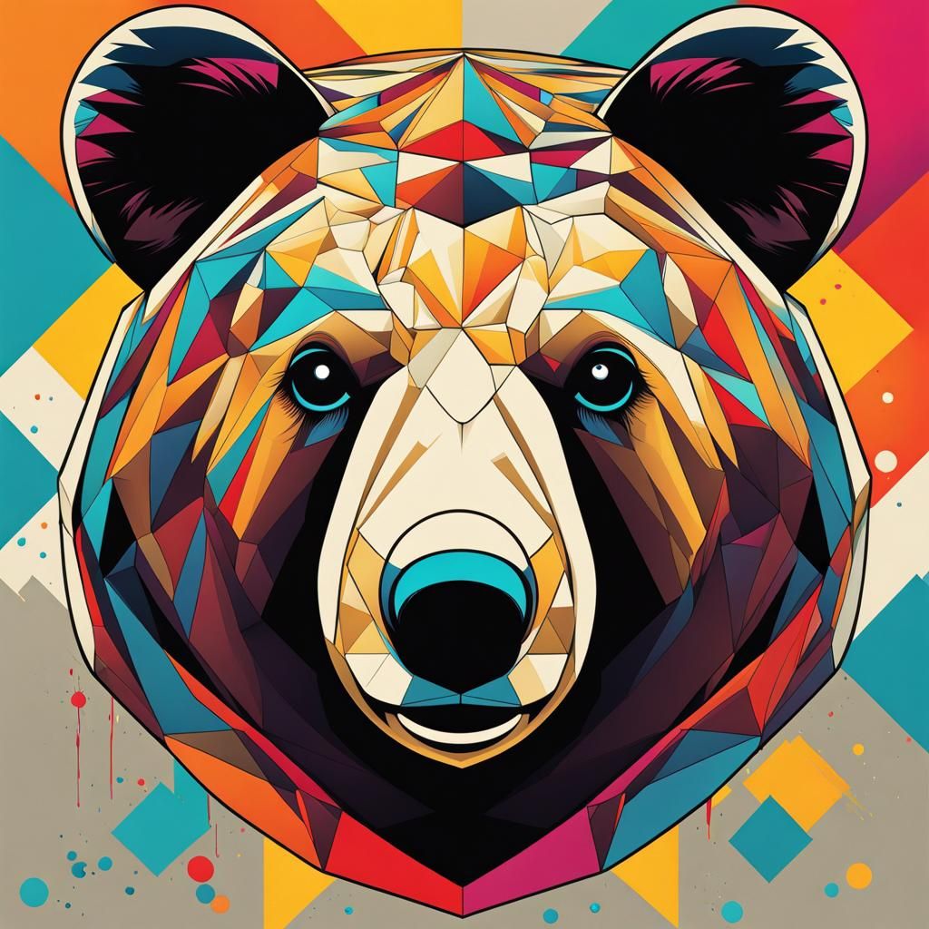 Cute Bear in Pop Art Style, Digital 8K