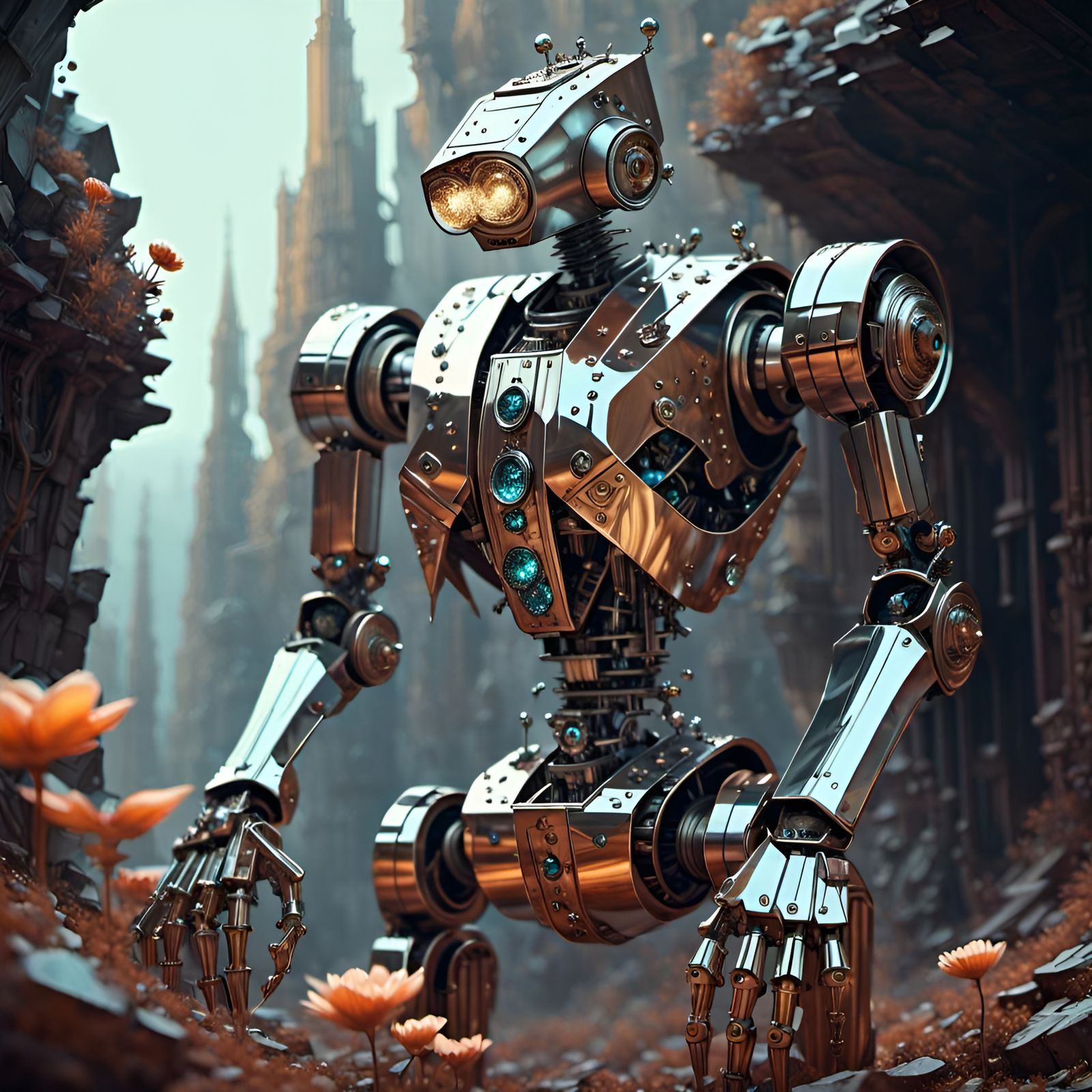 Crystallized Metal Robot in Sharp Environment